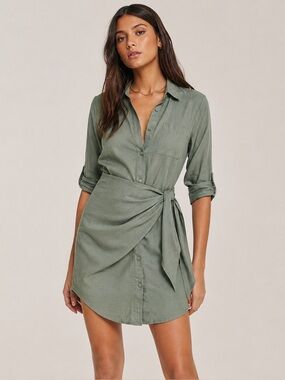 LOST IN LUNAR Linen Blend Wrap Shirt Dress 🌿 Minimal Luxe Resortwear